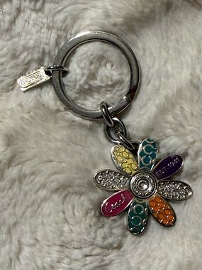Coach Multicolor Enamel Flower Key Ring Charm